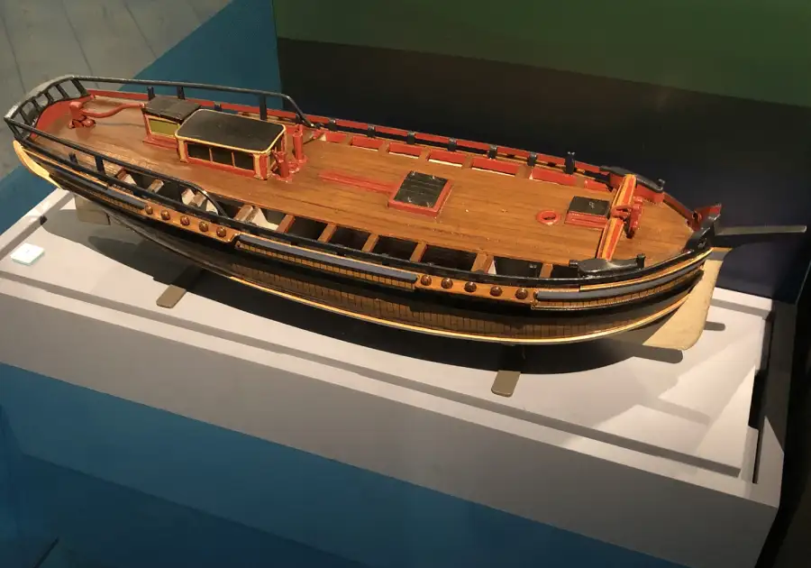 Scale model of the survey brig Lady Nelson on display at the National Maritime Museum