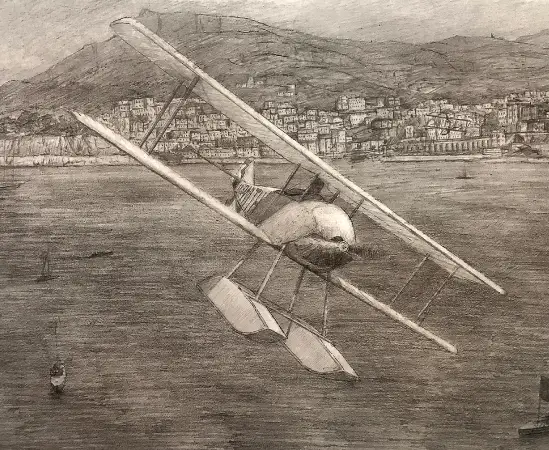 Pencil sketch detail from an aviation painting commission — early stage drawing work