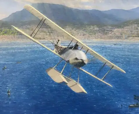 Detail of a commissioned oil painting of an aircraft