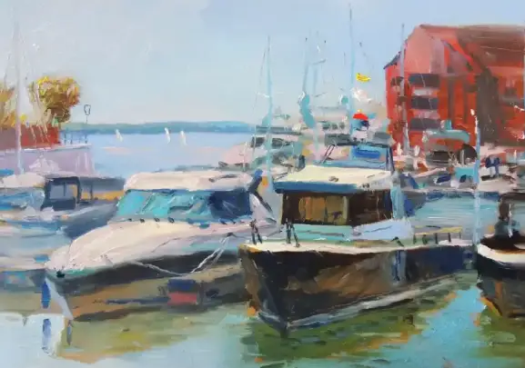 Plein air oil painting of Southampton docks — Southampton collection