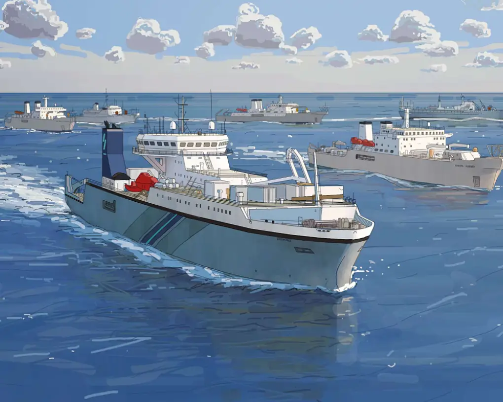 Colour sketch of a merchant ship — compositional study for a commercial shipping painting