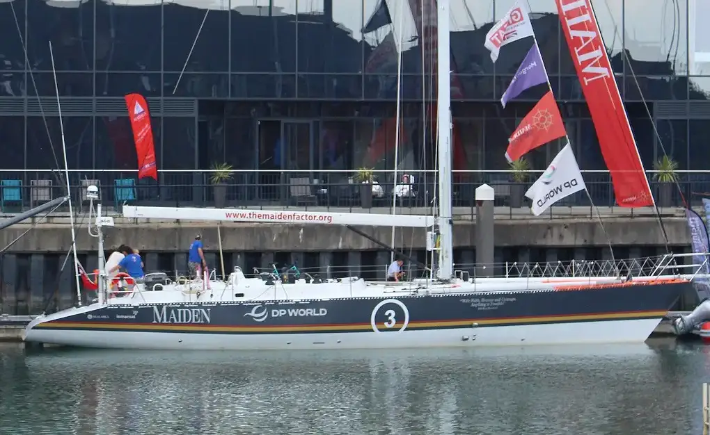 Reference photograph of the racing yacht Maiden moored alongside the Harbour Hotel in Southampton, taken for a painting commission
